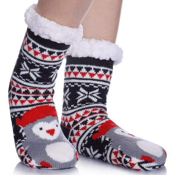 Womens Winter Slipper Socks Fuzzy Soft Thick Cozy Warm Fleece lined Winter Indoor Christmas Socks