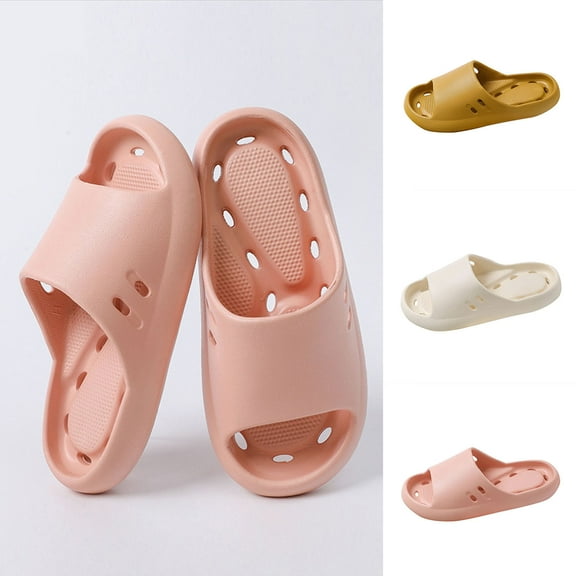 Womens Winter Slippers Flat Heel Open Toe Women's Trendy Casual Summer Home Slippers Bathroom Slippers Shoe for Women Yellow 5.5