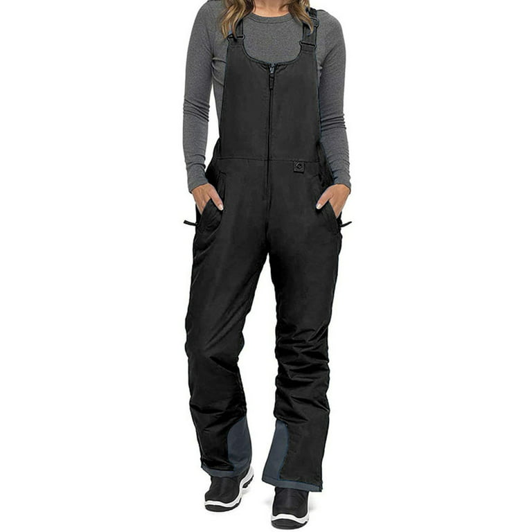 Womens Winter Snow Bib Pants, Waterproof Insulated Adjustable Shoulder  Strap Snowboard Overalls Gray, Large 