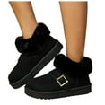 thumbnail image 1 of Womens Winter Snow Boots 2025 Fashion Buckle Cozy Warm Fuzzy Fleece Lining Suede Platform Mid Calf Ankle Booties for Cold Weather Black Size 8, 1 of 8