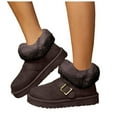 thumbnail image 1 of Womens Winter Snow Boots 2025 Fashion Buckle Cozy Warm Fuzzy Fleece Lining Suede Platform Mid Calf Ankle Booties for Cold Weather Coffee Size 8.5, 1 of 8