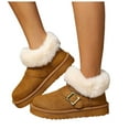 thumbnail image 1 of Womens Winter Snow Boots 2025 Fashion Buckle Cozy Warm Fuzzy Fleece Lining Suede Platform Mid Calf Ankle Booties for Cold Weather Khaki Size 8.5, 1 of 9