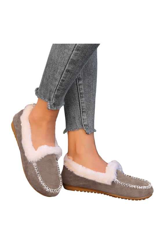 Womens Winter Snow Boots Fleece Lined Warm Casual Slip on Loafers Platform Moccasins Outdoor Plush Short Booties