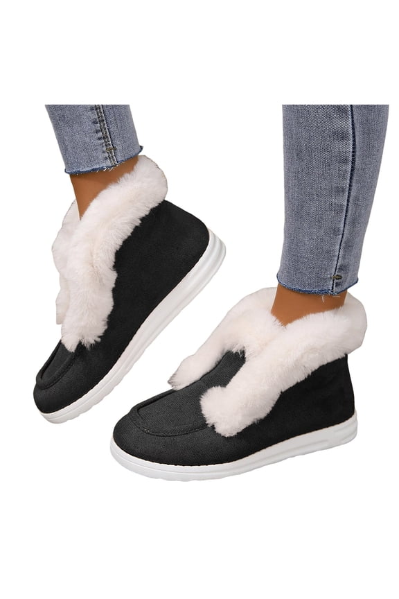 Womens Winter Snow Boots Fleece Lined Warm Casual Slip on Loafers Platform Moccasins Outdoor Plush Short Booties