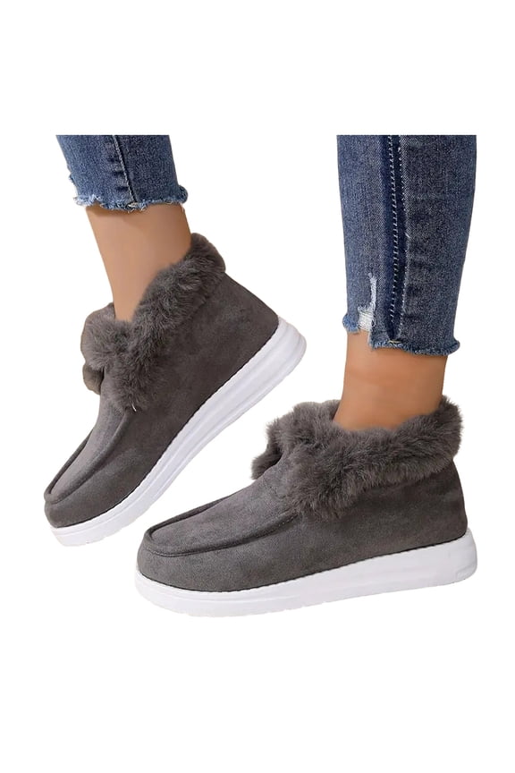 Womens Winter Snow Boots Fleece Lined Warm Casual Slip on Loafers Platform Moccasins Outdoor Plush Short Booties