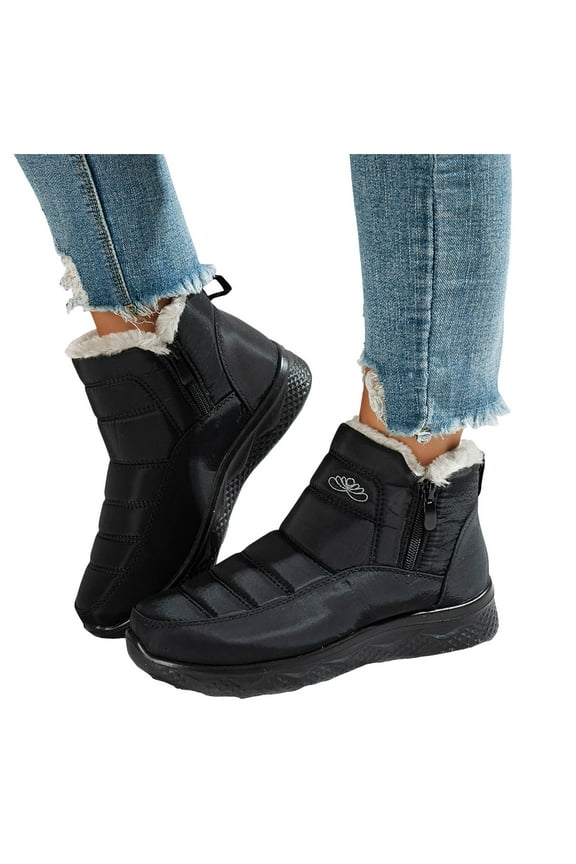 Womens Winter Snow Boots Fleece Lined Waterproof Short Ankle Booties Orthopedic Arch Support Walking Shoes