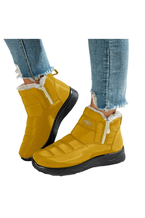 Womens Winter Snow Boots Fleece Lined Waterproof Short Ankle Booties Orthopedic Arch Support Walking Shoes