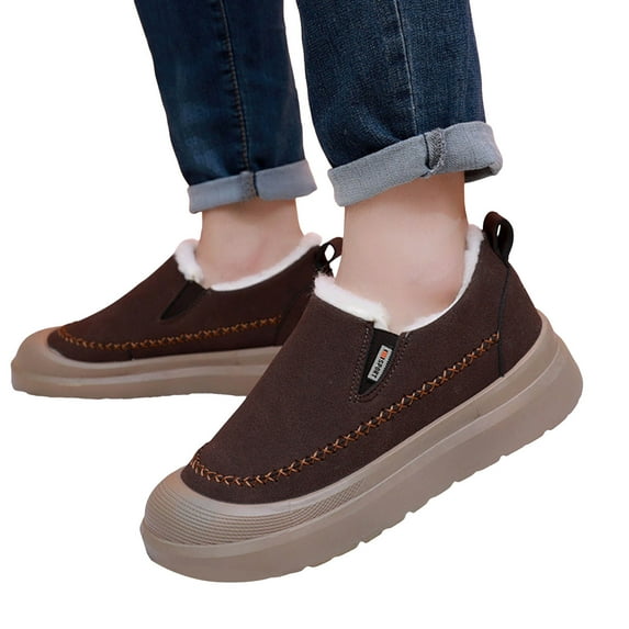 Womens Winter Snow Boots Waterproof Platform Bottom Warm Plush Ankle Boots Slip On Walking Outdoor Booies