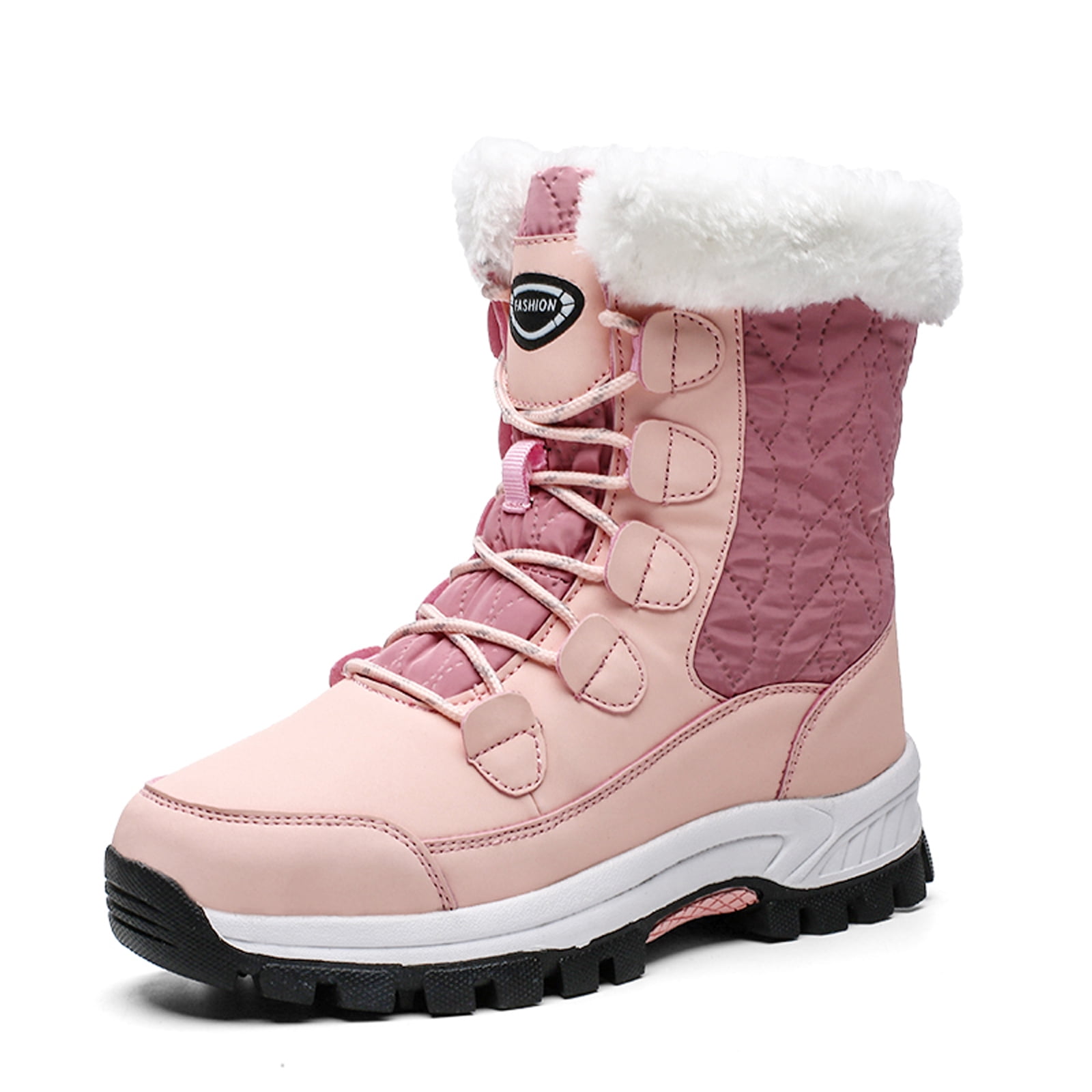 Womens Winter Snow Boots Waterproof Shoes Walking Comfortable Hiking Tennis Booties Furry Mid Calf Warm Lightweight