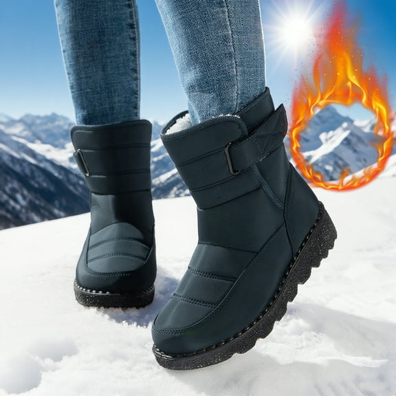 Womens Winter Snow Boots With Warm Fur Lining Comfortable Booties Non Slip Waterproof Outdoor Shoes (Blue,41)