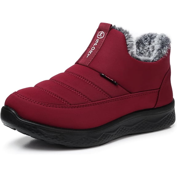 Womens Winter Snow Boots: Women Ankle Booties Warm Fur Lined Waterproof Insulated Slip On Outdoor Shoes