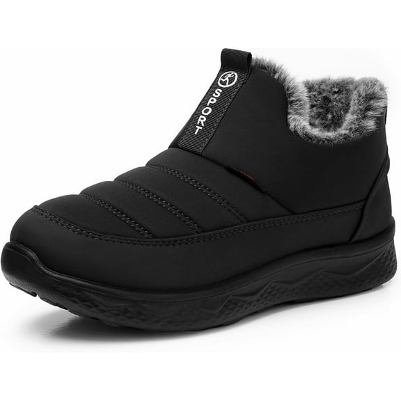 Womens Winter Snow Boots: Women Ankle Booties Warm Fur Lined Waterproof Insulated Slip On Outdoor Shoes