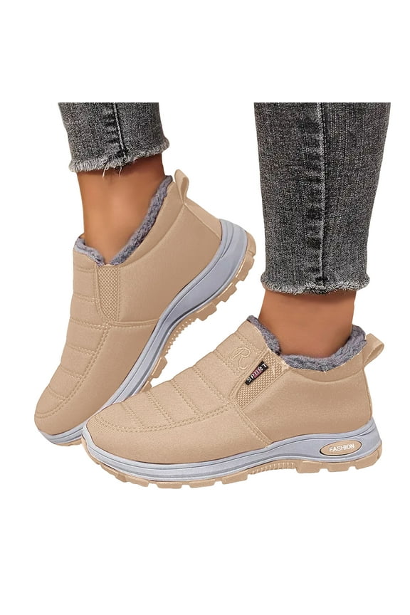 Womens Winter Snow Boots for Mom Grandmother Seniors Comfortable Arch Support Fleece Lined Orthopedic Non Slip Hiking Walking Work Ankle Booties