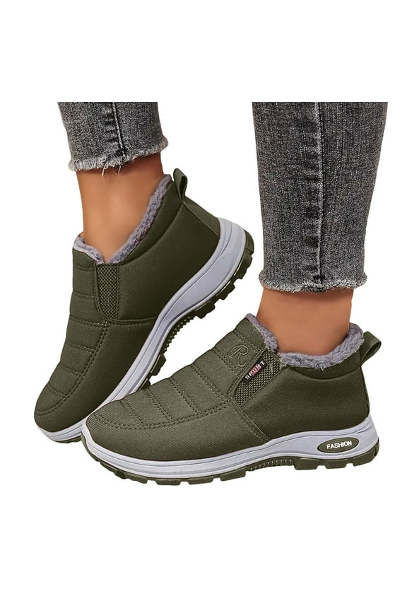 Womens Winter Snow Boots for Mom Grandmother Seniors Comfortable Arch Support Fleece Lined Orthopedic Non Slip Hiking Walking Work Ankle Booties