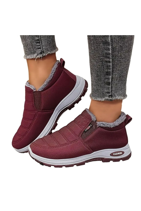 Womens Winter Snow Boots for Mom Grandmother Seniors Comfortable Arch Support Fleece Lined Orthopedic Non Slip Hiking Walking Work Ankle Booties