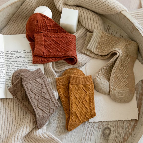 Womens Winter Socks Warm Thick Knit Wool Soft Vintage Casual Crew Socks Gifts