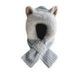 thumbnail image 1 of ZQUUVOU Women's Hooded Scarf Winter Solid Color Plush Hat with Ears Scarf Hat 2-in-1 Warm Cold Proof Neck Scarf Earmuffs Hat Gray, 1 of 4