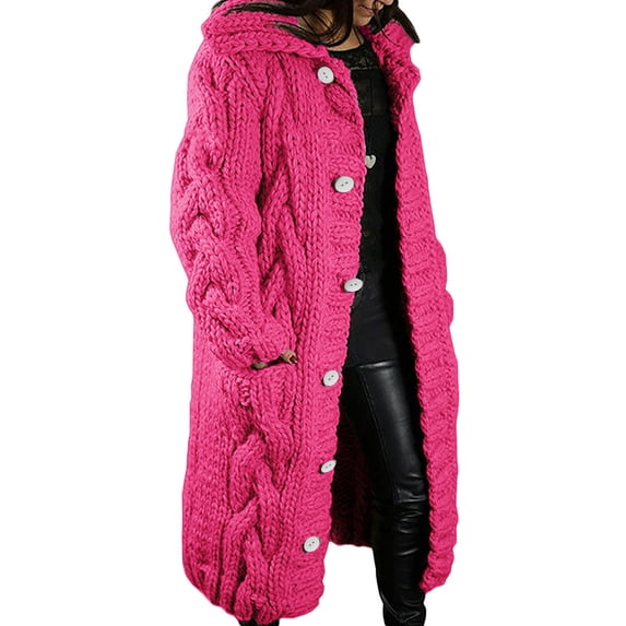 Womens Winter Sweater Coat Usmixi Plus Size Sweater Coat for Women Long Sleeve Casual Solid Soft Knit Cable Cardigan Overcoat Open Button Pocket Hooded Outerwear 2023 Coats