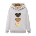 thumbnail image 1 of Womens Winter Sweatshirts Velvet Lined Warm Soft Fashion Heart Print Hoodies Long Sleeves Loose Comfy Hooded Sweatshirt White L, 1 of 4