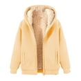 thumbnail image 1 of Womens Winter Sweatshirts Velvet Lined Warm Soft Solid Color Hoodies Long Sleeves Loose Comfy Hooded Sweatshirt Beige L, 1 of 5