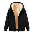 thumbnail image 1 of Womens Winter Sweatshirts Velvet Lined Warm Soft Solid Color Hoodies Long Sleeves Loose Comfy Hooded Sweatshirt Black L, 1 of 5