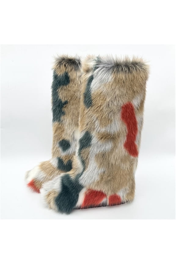 Womens Winter Tall Faux Fur Knee High Snow Boots - Warm Non-Slip Snow Shoes with Soft Lining for Cold Weather Outdoor Style