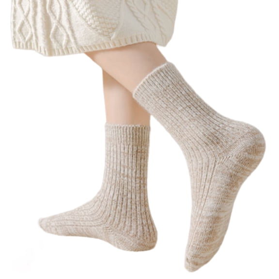 Womens Winter Thermal Warm Faux Wool Slipper Socks Thick Ribbed Knit Casual Everday Middle Tube Socks for Cold Weather