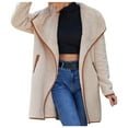 thumbnail image 1 of Womens Winter Tops Long Sleeve Jacket Plaid Lapel Double Side Fleece Fuzzy Coat Zipper Up Warm Winter Outerwear, 1 of 5
