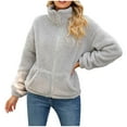 thumbnail image 1 of Womens Winter Tops Long Sleeve Zipper Up Sherpa Jacket Coat Casual Warm Fleece Coats Sweaters Outerwear with Pockets, 1 of 5