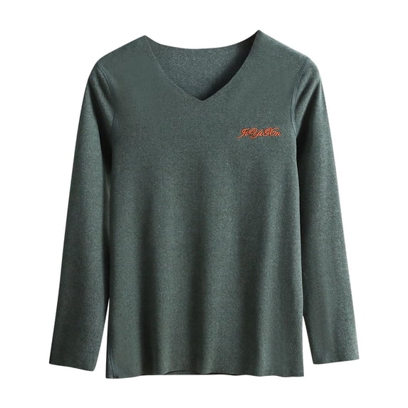 Womens Winter Tops Soft Velvet Thermal Base Tees Sweater Lightweight Fleece V Neck Casual Fall Pullover Tshirts (3XL, Green)