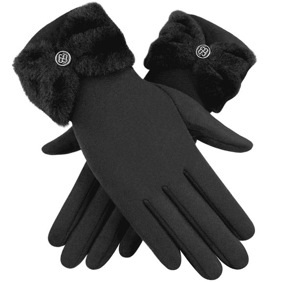 Womens Winter Touchscreen Gloves Fleece Lined Warm Gloves for Women Gifts Cold Weather Plush Bow Elastic Cuff