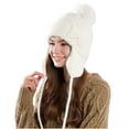 thumbnail image 1 of Womens Winter Trapper Hats with Pompom Warm Snow Wear Fuzzy Cap Ear Flaps Outdoor Ski Beanies Beige, 1 of 7