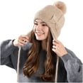 thumbnail image 1 of Womens Winter Trapper Hats with Pompom Warm Snow Wear Fuzzy Cap Ear Flaps Outdoor Ski Beanies Khaki, 1 of 7