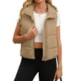 thumbnail image 1 of Womens Winter Vest Quilted Puffer Vest Zip Up Sleeveless Outerwear Jacket Women Thermal Sleeveless Cropped Vests Stand Collar Lightweight Travel Vests Casual Trendy Workout Vest for Women, 1 of 8