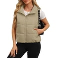 thumbnail image 1 of Womens Winter Vest Quilted Puffer Vest Zip Up Sleeveless Outerwear Jacket Women Thermal Sleeveless Cropped Vests Stand Collar Lightweight Travel Vests Casual Trendy Workout Vest for Women, 1 of 8