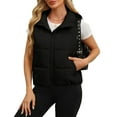 thumbnail image 1 of Womens Winter Vest Quilted Puffer Vest Zip Up Sleeveless Outerwear Jacket Women Thermal Sleeveless Cropped Vests Stand Collar Lightweight Travel Vests Casual Trendy Workout Vest for Women, 1 of 8