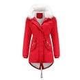 thumbnail image 1 of Womens Winter Warm Coats Fuzzy Hooded Padded Jackets Thicken Long Parka Outerwear Plus Size Overcoat with Pockets Casual Jackets for Women Abrigos de Mujer, 1 of 6