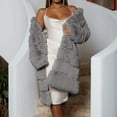 thumbnail image 1 of Womens Winter Warm Coats,Long Sleeve Solid Fuzzy Fleece Jackets,Open Front Hooded Cardigans Jacket,Oversized Furry Faux Long Outerwear Gray L, 1 of 6