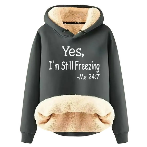 Womens Winter Warm Fleece Sherpa Lined Hoodies Sweatshirt Hooded Casual Thick Plus Size Pullover Tops with Pockets