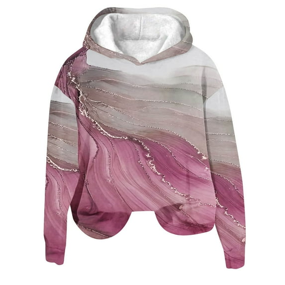 Womens Winter Warm Hoodies Long Sleeve Fleece Pullover Casual Loose Color Block Striped Floral Print Pullover Tops,Hot Pink,XL