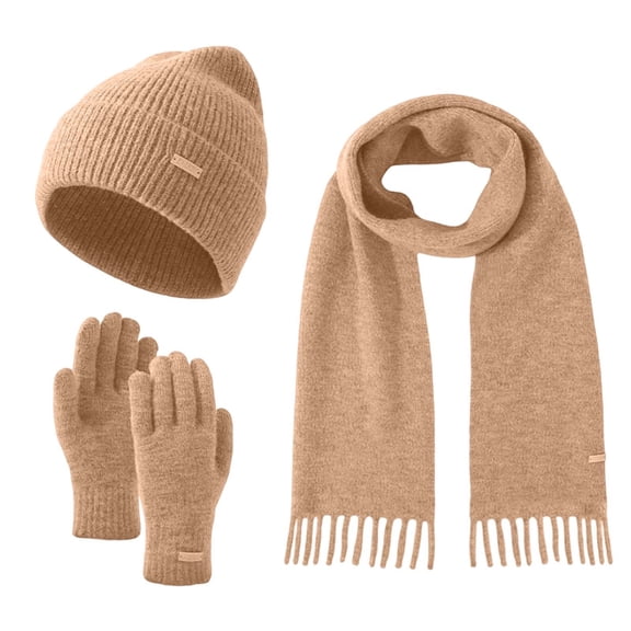 Womens Winter Warm Knit Beanie Hat Long Scarf SetWinter Knitted Scarf Hat for Soft Warm Blend With Touchscreen Fingertips Cold Weather