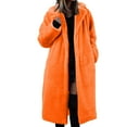 thumbnail image 1 of AOMPMSDX Women's Coats Womens Winter Warm Lapel Fuzzy Coat Jacket Overcoat Spliced Mid Length Coat Suit Collar M Orange, 1 of 4