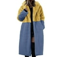 thumbnail image 1 of AOMPMSDX Women's Coats Womens Winter Warm Lapel Fuzzy Coat Jacket Overcoat Spliced Mid Length Coat Suit Collar M Yellow, 1 of 4