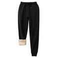 thumbnail image 1 of Womens Winter Warm Sherpa Fleece Lined Jogger Pants Elastic High Waist Thick Cozy Sweatpants Casual Thermal Trousers, 1 of 4