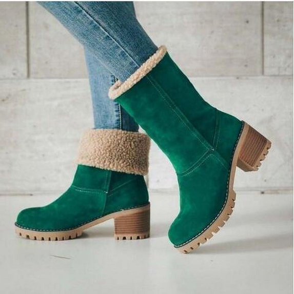 Womens Winter Warm Snow Boot Thickened Warm Fleece Lining Outdoor Shoes Solid Color Casual Comfortable Booties