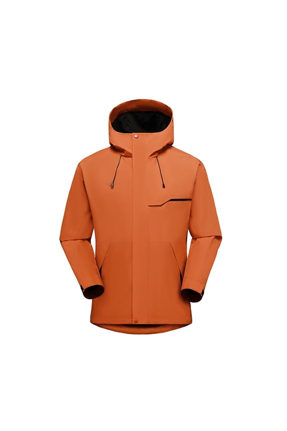 Womens Winter Waterproof Jackets 3 in 1 Hooded Snow Coats Windbreaker Long Sleeve Outdoor Ski Snowboarding Jacket Orange, 2XL