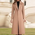 thumbnail image 1 of Womens Winter Wool Blend Camel Long Coat Notch Single-Breasted Lapel Jacket Outwear, 1 of 2