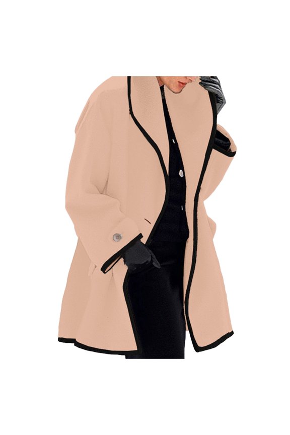 Womens Winter Wool Coat Trench Jacket Ladies Warm Slim Long Overcoat Outwear