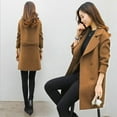 thumbnail image 1 of Womens Winter Wool Coat Usmixi Trench Jacket for Women Long Sleeve Lapel Casual Solid Open Button Cardigan Outwear Side Slit Ladies Cozy Woolen Blazer Coat 2023 Coats, 1 of 6