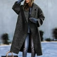 thumbnail image 1 of up to 60% off Gifts Womens Winter Wool Jacket Womens Woolen Overcoat Plus Size Casual Solid Open Front Long Coat Long Sleeve Button Lapel Trench Coat Outwear with Pocket 2023 Wool Jacket, 1 of 6